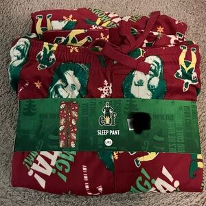 ELF Red and Green Character Print Sleep Pants Size L/XL